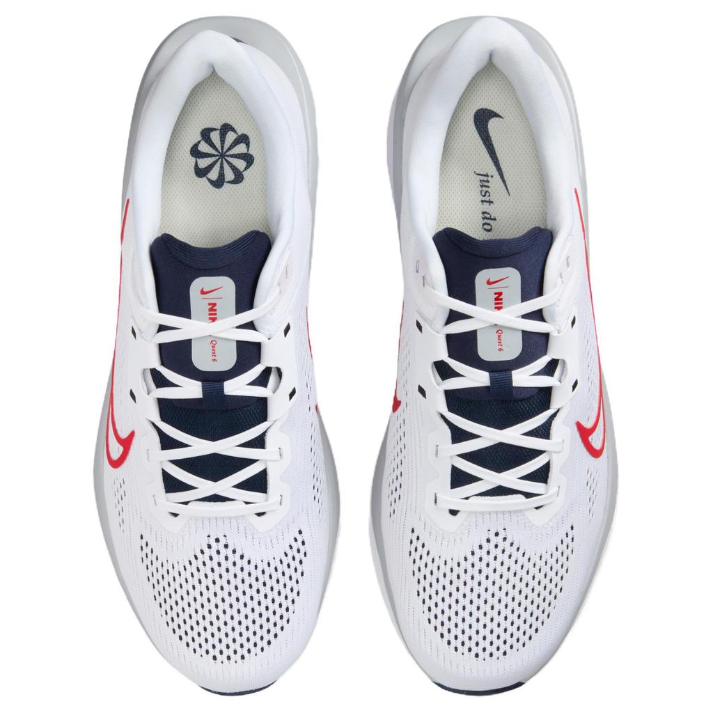 Nike Quest 6 Hvit Obsidan Ulvegrå Universitet Rød Joggesko FD6033-107