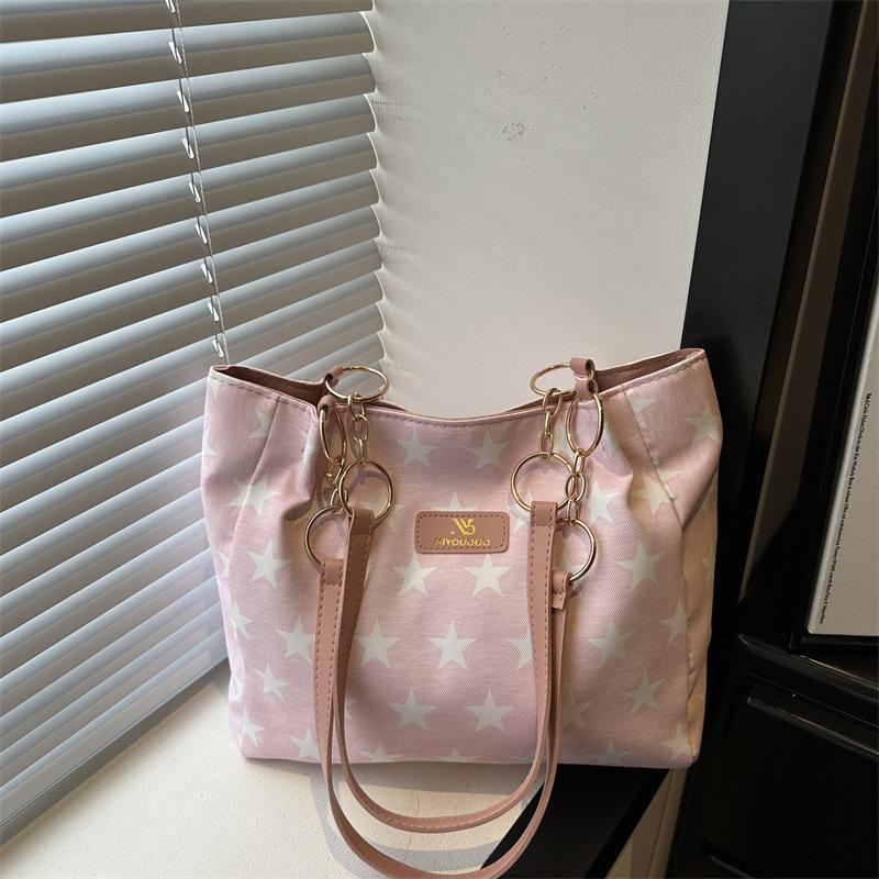 Korean ins Lazy Wind Star Bag Large Capacity Shoulder Tote Bag Female Student Versatile Casual Handbag