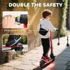Folding Electric Scooter for Kids, with Dual Brakes, Front Suspension, LED Colourful Lights, Red