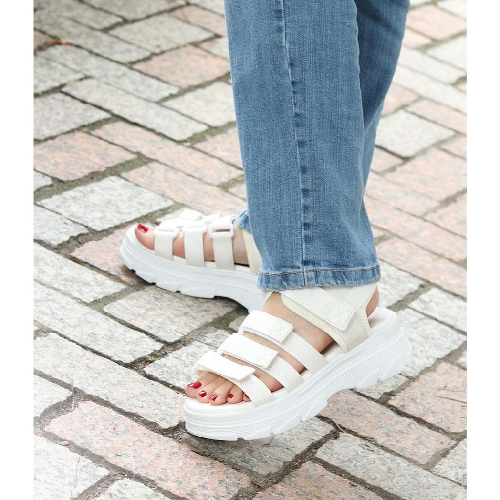 Liberty Doll 4165 Plattform 5cm Borrelås 4 Alle Størrelser 2E Sandaler, Sandaler, Hæl, Unisex, Stropp, Stropper, Hvit, 25.5cm,