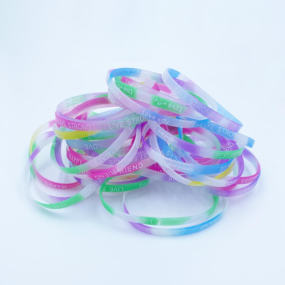 5mm Silicone Sports Bracelet: Candy Color & Letter Design Fashion Wristband