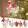 Christmas Scarf Chicken Pendant Wood Party Front Door Decoration Gift