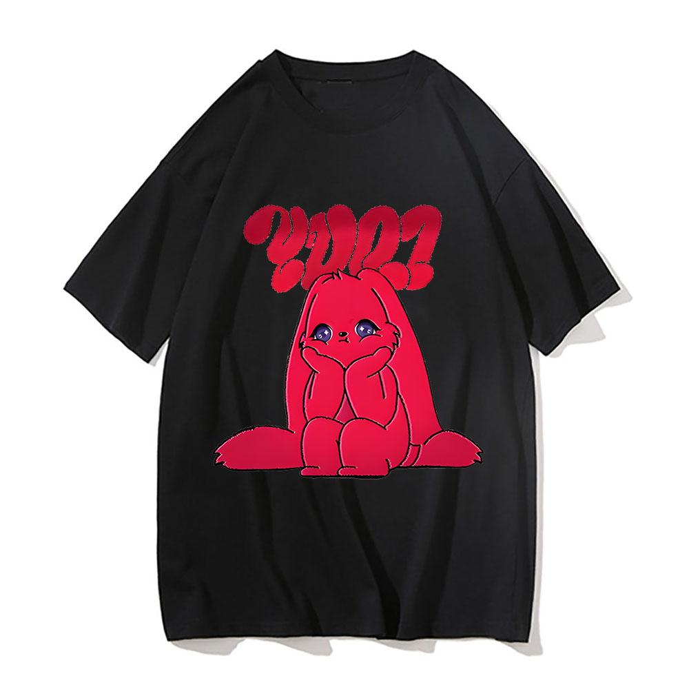 Yuqi 1st Mini Album YUQ1 T-shirt Same Rabbit Pattern Printing Tee-shirt Kawaii Fashion O Neck Cotton Tops Tshirt Couples Clothes