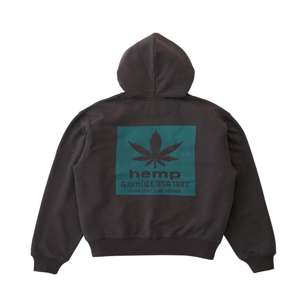 GraMicci M heMp Zip Hooded Sweatshirt G5fu J092 Deep Brown XL