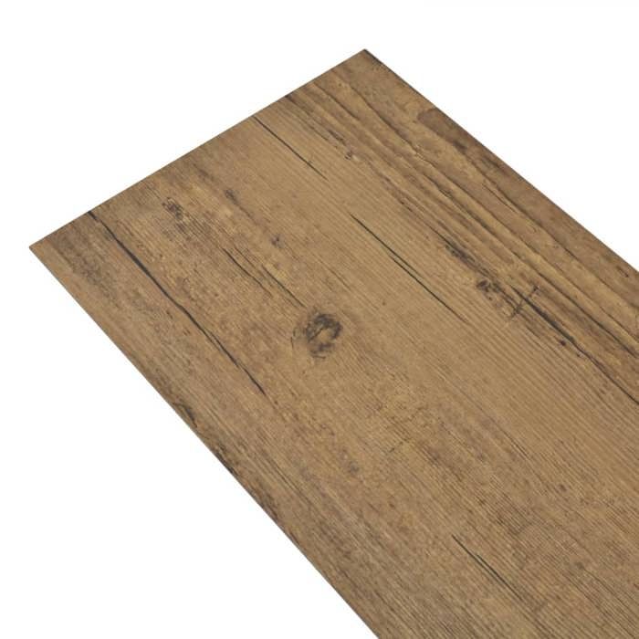 Planches de plancher PVC - vidaXL - Marron noyer - 5,26 m² - Résistantes à l'eau - Antidérapantes