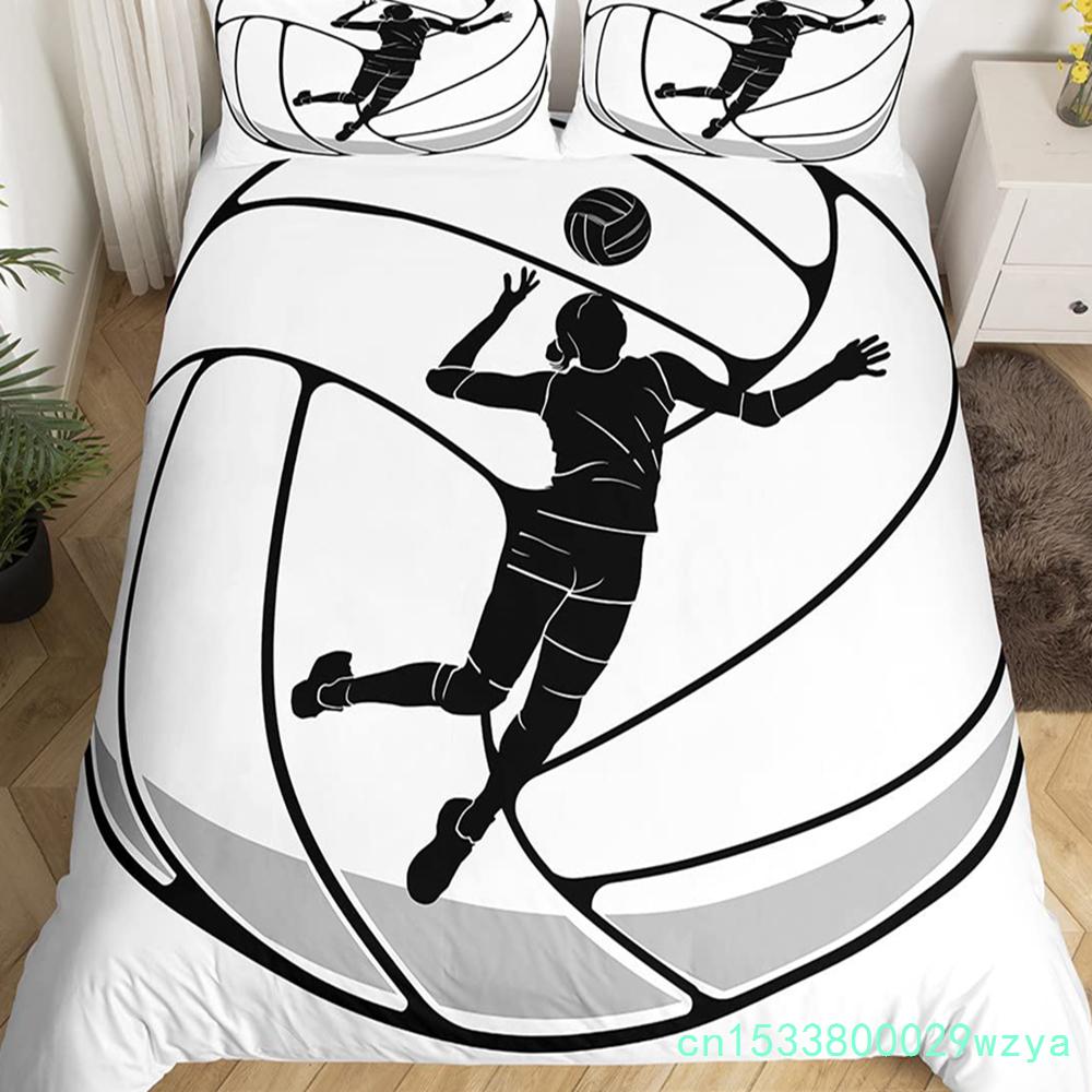 Volleyball Sport Bedding Set Sports Theme Duvet Cover King Queen Watercolor Volleyball Comforter Cover Ball Game Quilt Cover