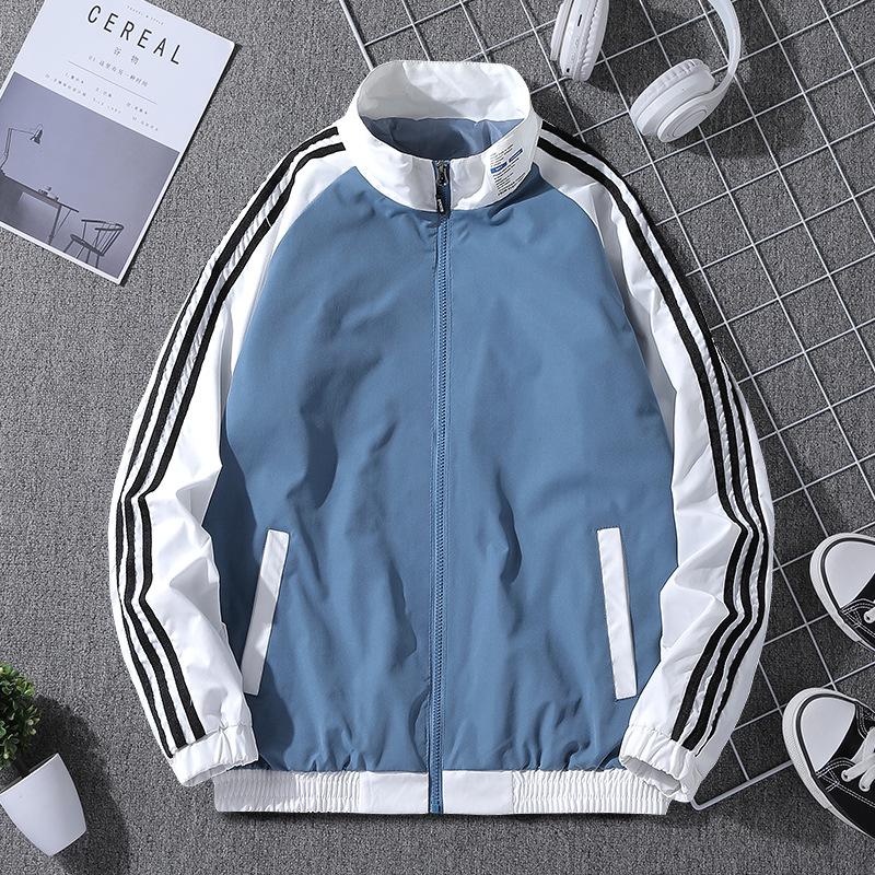 

Men s New Spring/Autumn Lightweight Casual Sports Jacket with Stand Collar 2XL синий