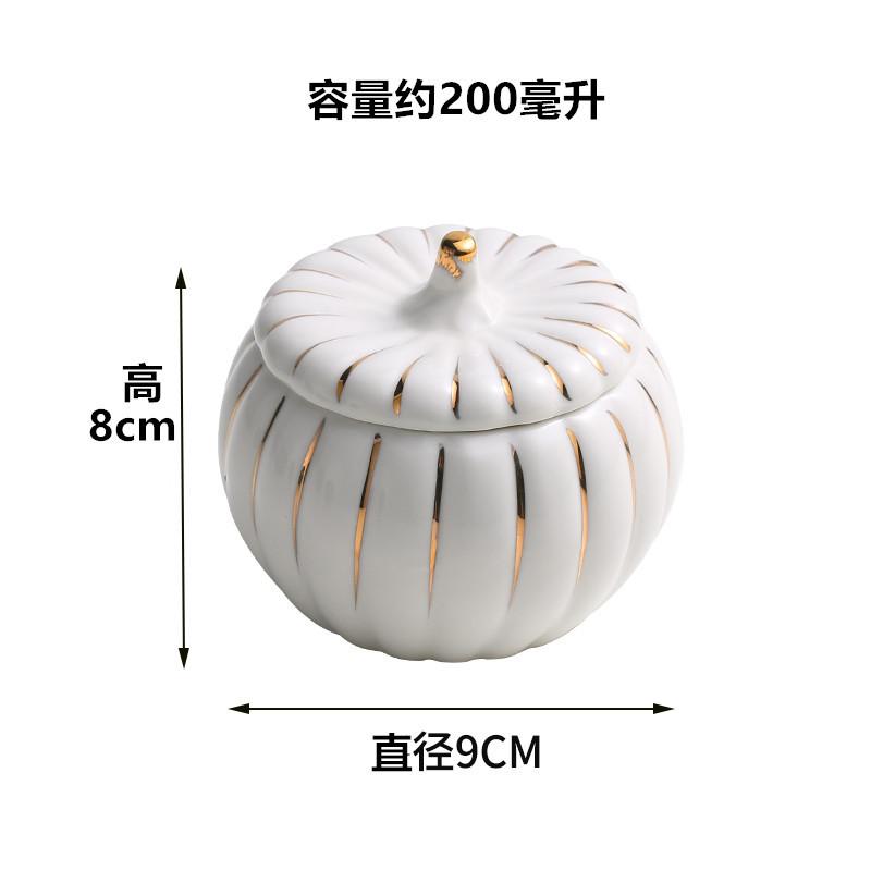 Ceramic Pumpkin Bowl with Lid Creative Soup Cup Steamed Egg Bird's Nest Small Stew Cup Kitchen Ceramic Fruit Dessert Salad Bowl