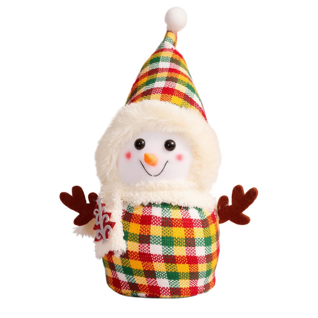 Snowman Plush Doll Christmas Decoration - Small Cloth Figurine for Christmas Eve Window Display, Kids Gift