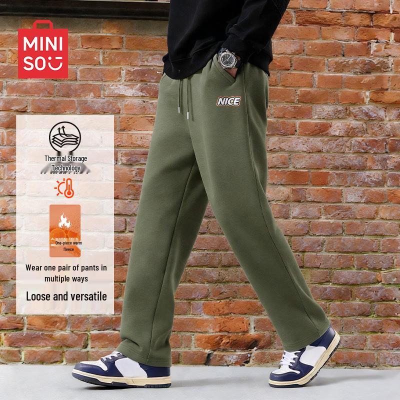 MINISO Men s Winter Fleece-Lined Straight-Leg Pants 2XL