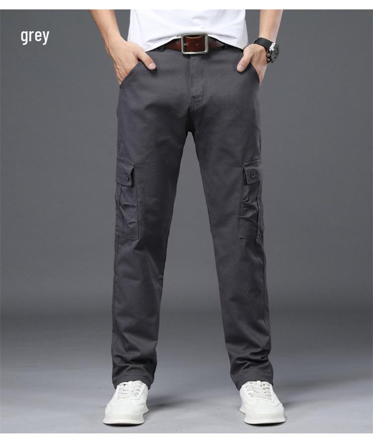 2022 Pánské čistě bavlněné cargo kalhoty: Volný, Odolný, Odolný proti opotřebení, Vojenský pracovní oděv s rovnými nohavicemi