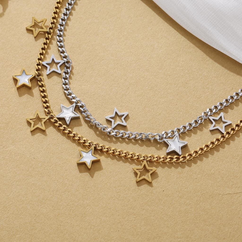 Stainless Steel Star Anklet for Women Minimalist Hollow Star Foot Jewelry Beach Accessory Gift