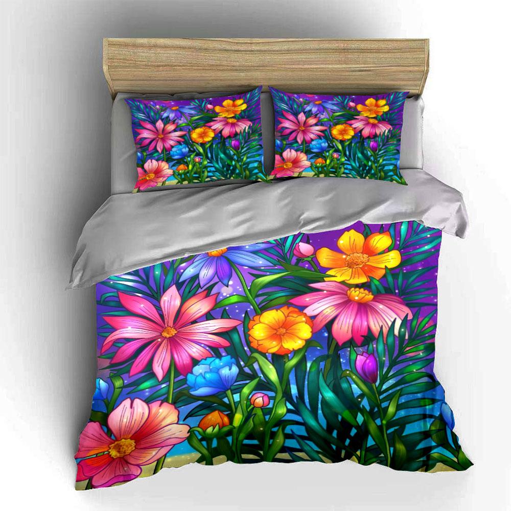 Bright Flowers and Leaves. Bedding Sets Duvet Cover Sets Duvet Covers Pillowcases(1*Duvet Cover 2*Pillowcases Without Duvet Insert)