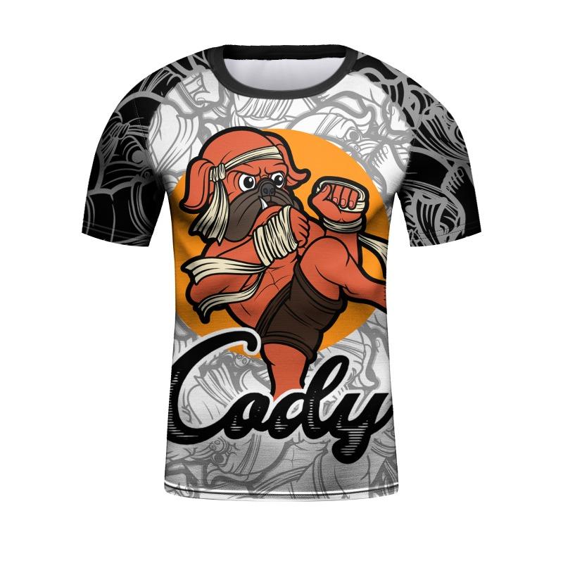 

2023 New Little Boy Animal Printed Workout T-Shirt Toddler Boy MMA Bjj Boxing Clothes Children Quickly Dye Sports T-Shirts 6XL