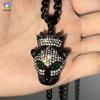 Shiny Black Leopard Panther Green Eyes Stainless Steel Necklace Hip Hop Pendant for Man High Quality Chain Animal