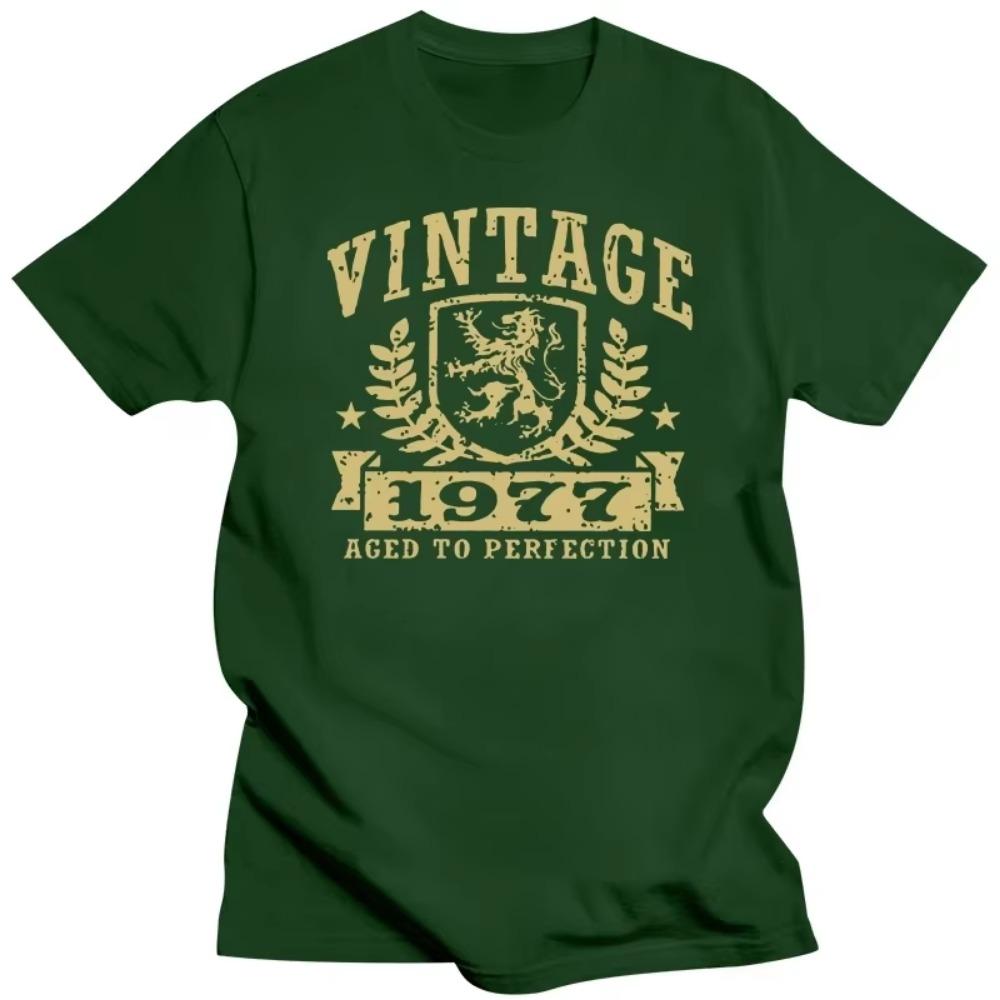 Funny Vintage 1977 Tshirt Men Short Sleeves 43 Years Old T-shirt 43rd Birthday Gift Slim Fit Pure Cotton Tee shirt Merchandise