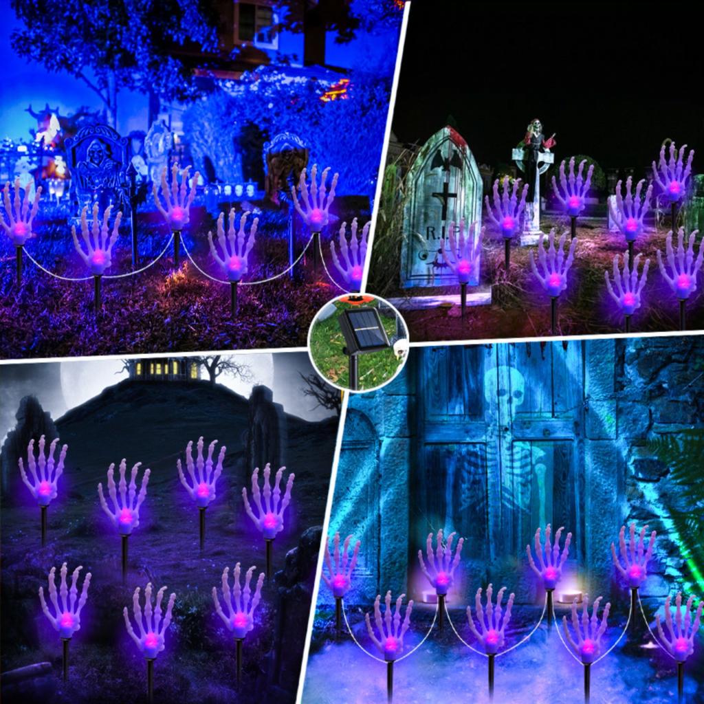 Halloween LED Luminous Ghost Hand Solar Skeleton Hand Ground Plug Light Garden Atmosphere Decoration Props