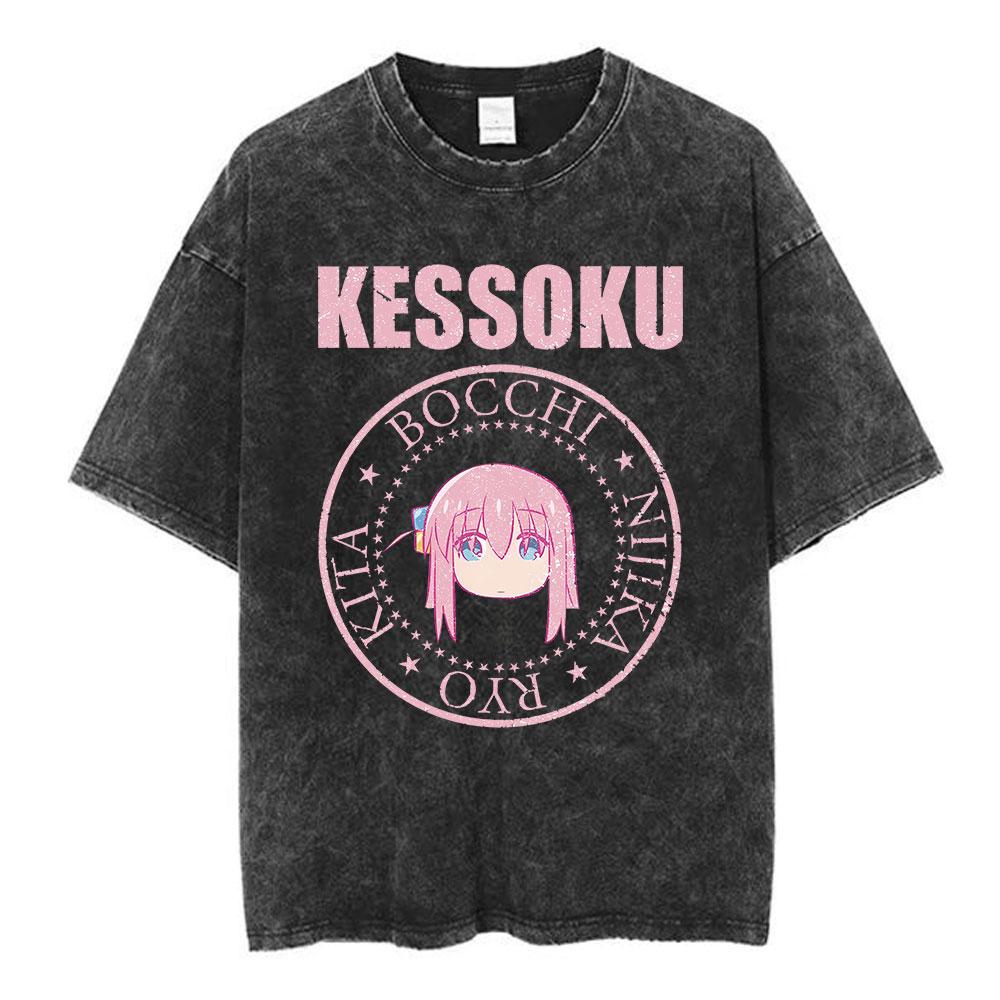 Vintage Washed Bocchi The Rock Ijichi Nijika Yamada Ryo Gotoh Hitori Kita Ikuyo Tshirt Kessoku Band Print T-shirt Men Women Tees