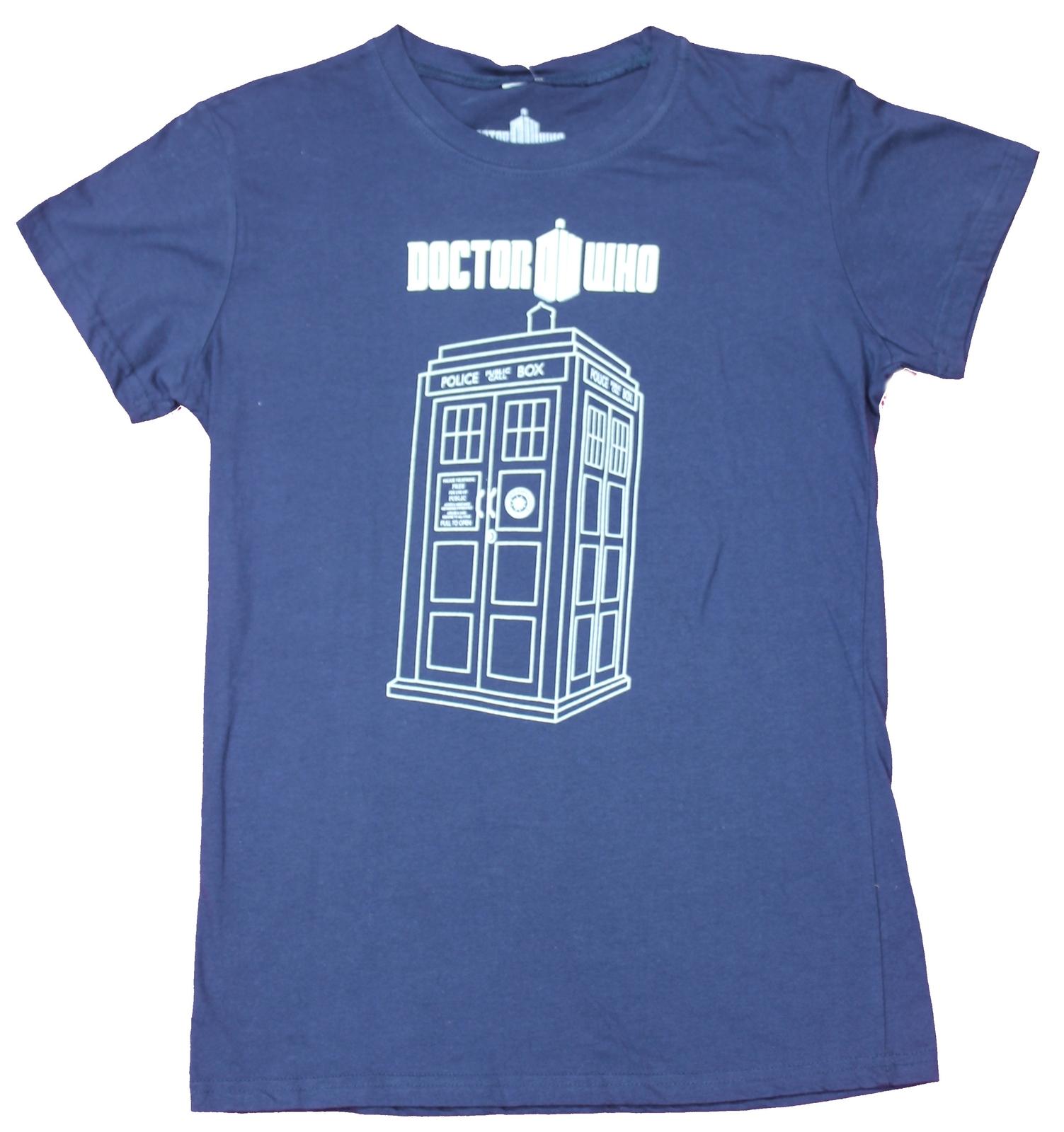 Doctor Who Girls Juniors T-shirt White Outline Call Box Image S