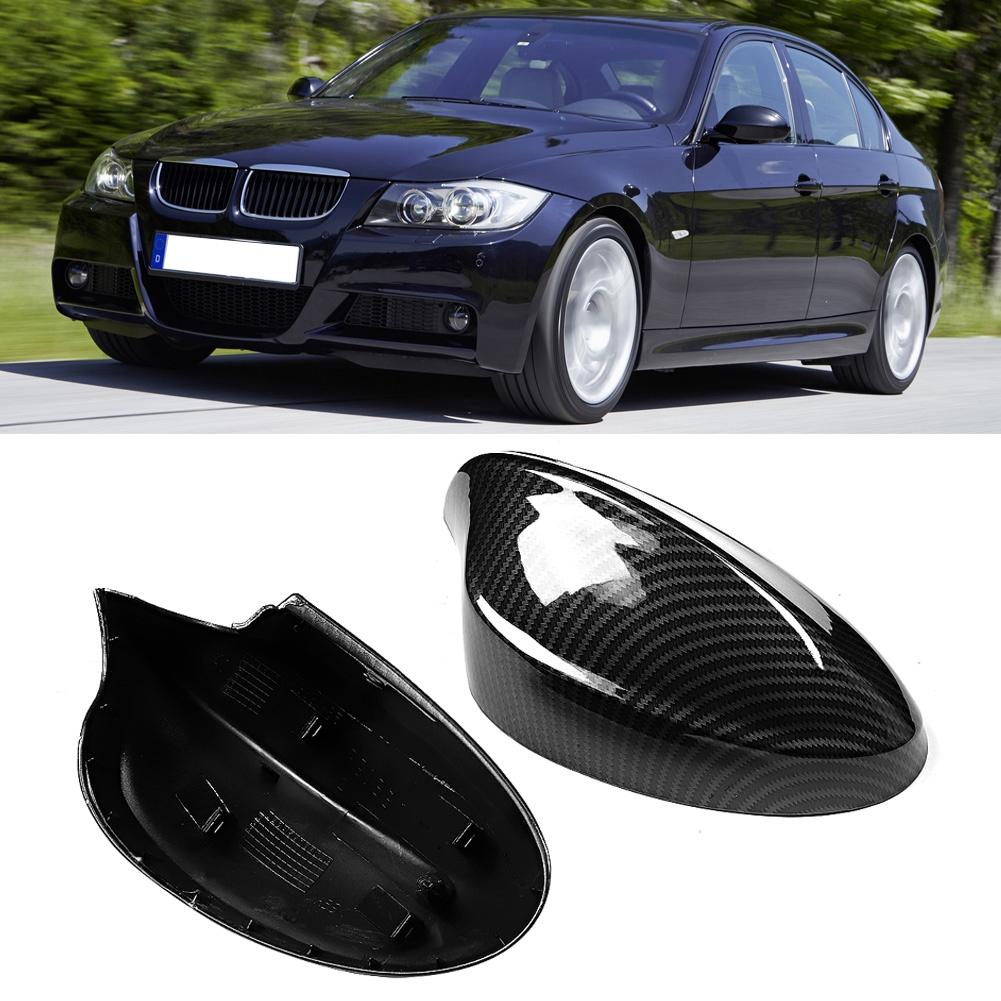 Left Right Kit Carbon Fiber Style Door Wing Mirror Protector Rearview Cover Fits for E90 05 07