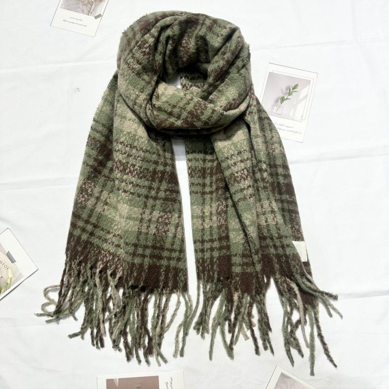 Dry Rose Pink Plaid Scarf Women s High End Imitation Cashmere New Fashion Thickened Warm Shawl Scarf