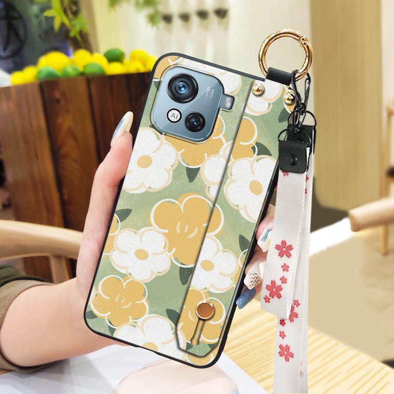 Soft case Wrist Strap Phone Case For Blackview Oscal C80 Shockproof Anti-dust Oil Painting Wristband Durable Kickstand