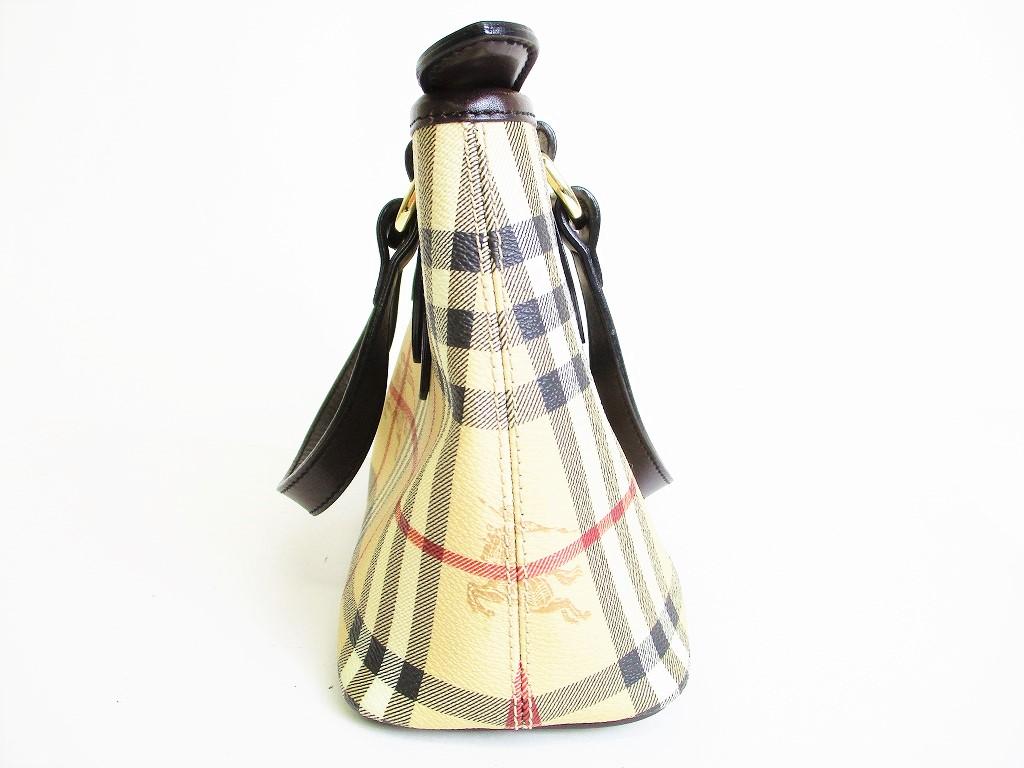 Authentic BURBERRY Hymarket Check Brown PVC Hand Bag Tote Bag Purse #7785 Seller Refurbished