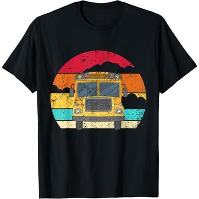 Retro Yellow School Bus for School Bus Driver and Busman T-Shirt