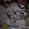 Gothic Retro Sliver Color Amethyst Bead Mushroom Vine Geometry Large Circle Pendant Dangle Earrings for Women Heathen Jewelry