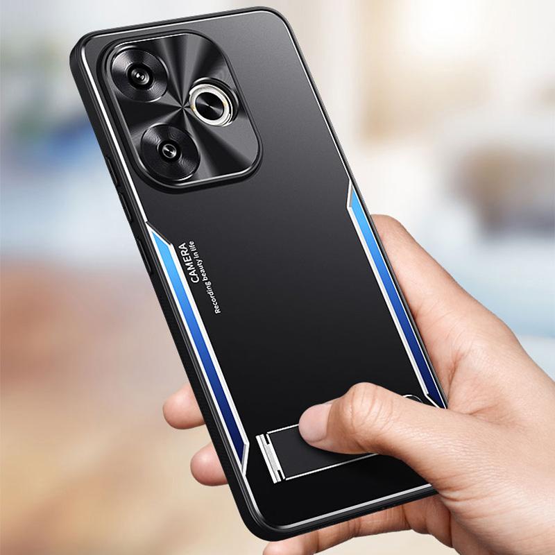 For Xiaomi Redmi Turbo 3 5G/Poco F6 5G Cover Aluminum Alloy+TPU Phone Case with Kickstand