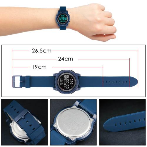 Men's Digital Watch with LED Display, Large Face, Military 5 ATM Waterproof, Calendar, Sports Stopwatch, Backlight, Countdown, Luminous Alarm Clock, C