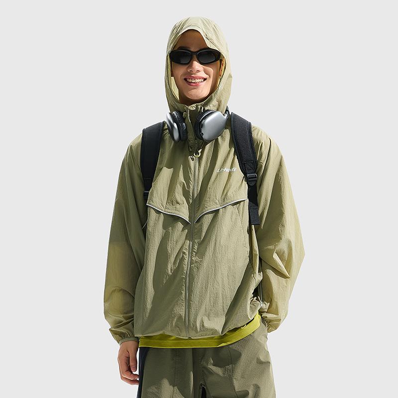 Li Ning Ice Silk Cooling Technology Ultra Thin Breathable Color Block Soft Shell Outdoor Sun Protection Clothing Men Outerwear AFDU675-2