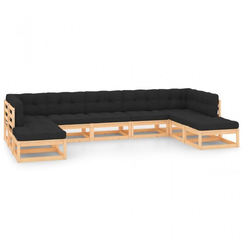 Day and Night - Day and Night Garden Furniture 9 Pieces and Anthracite Cushions Solid Pine Wood