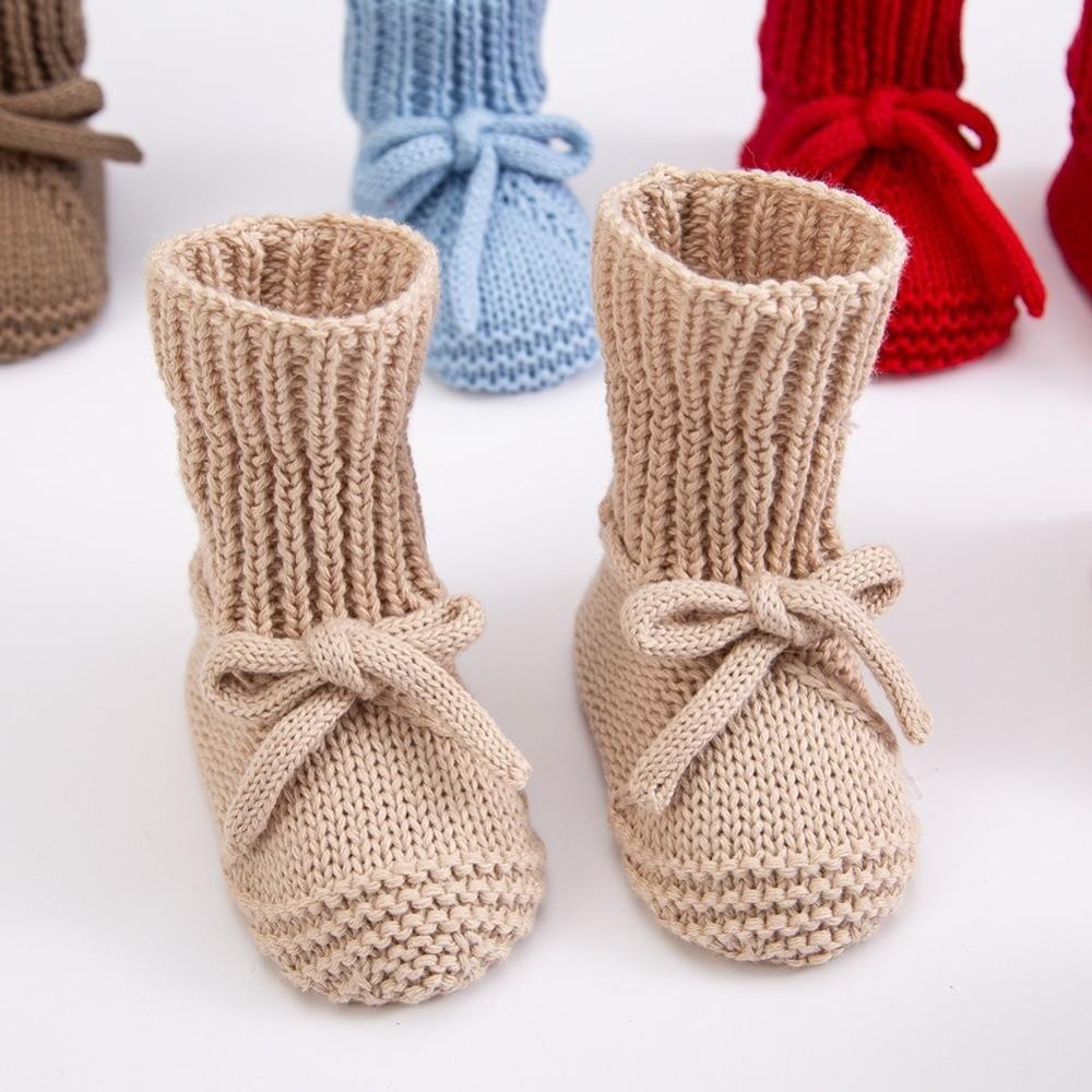 Gestrickte Kleinkindschuhe Niedliche Schleife Krabbelsocken Neue Lauflernschuhe für 0-12 Monate Neugeborene