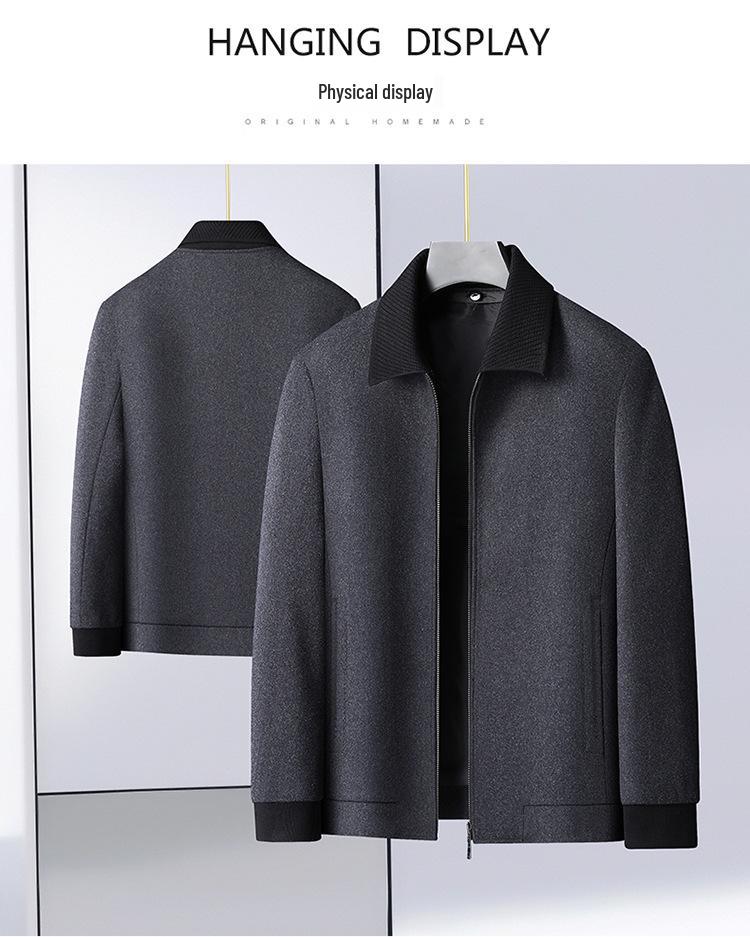 2026 Men's Plus Size Detachable Collar Wool Jacket - Autumn/Winter Casual Overcoat