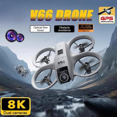 Drone V66, photographie aérienne, avion RC, double caméra HD, évitement intelligent des obstacles, avion à hauteur fixe, quadricoptère pliable, jouets pour enfants