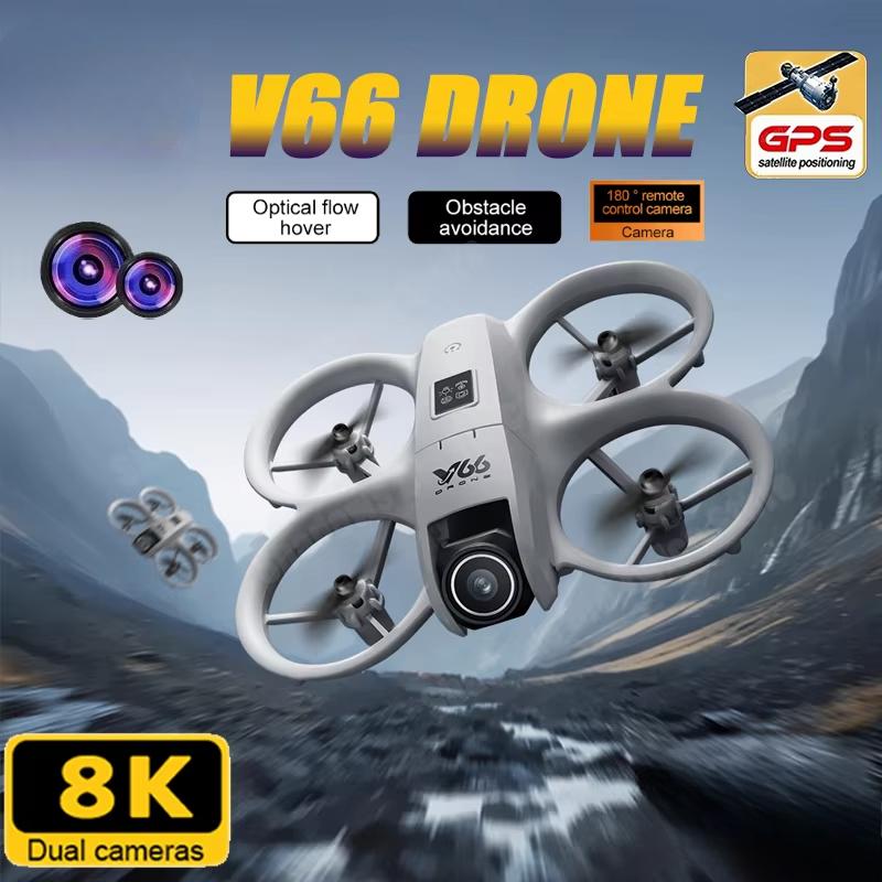 V66 Drone Hava Fotoğrafçılığı RC Uçak HD Çift Kamera Akıllı Engelden Kaçınma Sabit Yükseklik Uçağı Katlanabilir Dört Rotorlu Çocuk Oyuncakları