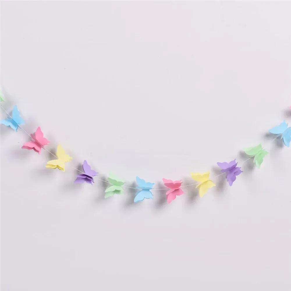 3D Colorful Butterfly Paper Garland Paper Rope Wedding Arrangement Birthday Party Decoration Supplies Home Decoration