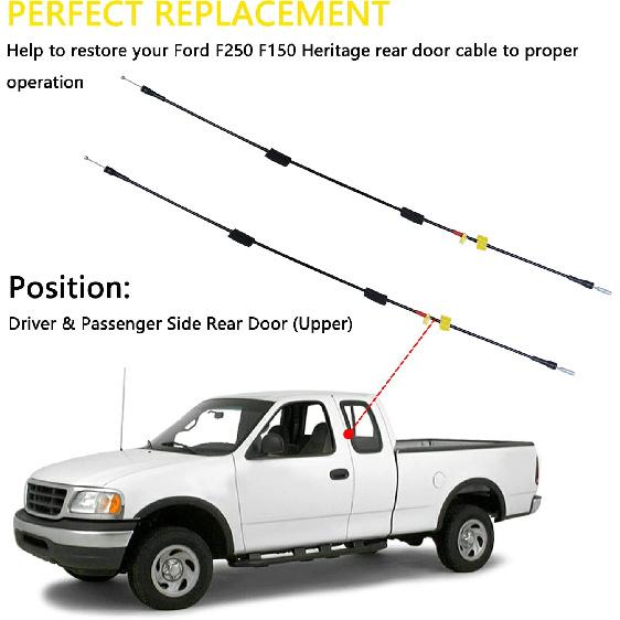Rear Door Upper Latch Cable Left and Right Side Compatible with 1997-2003 Ford F150 2004 F150 Heritage 1997-1999 F250 Door Upper Latch Cables