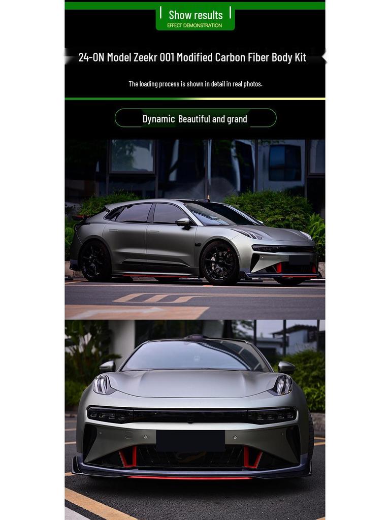 Premium Carbon Fiber Body Kit for Zeekr 001 FR: Front Bumper, Side Skirts, Rear Spoiler
