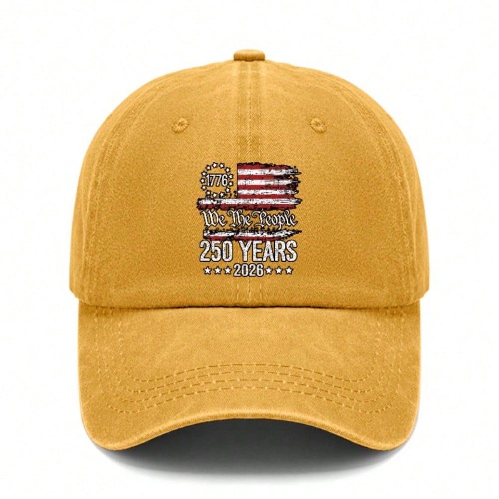 Patriotic Baseball Hat - Vintage Washed Print 1776-2026 USA Flag Adjustable Sun Cap Unisex Casual Daily Wear Baseball Cap