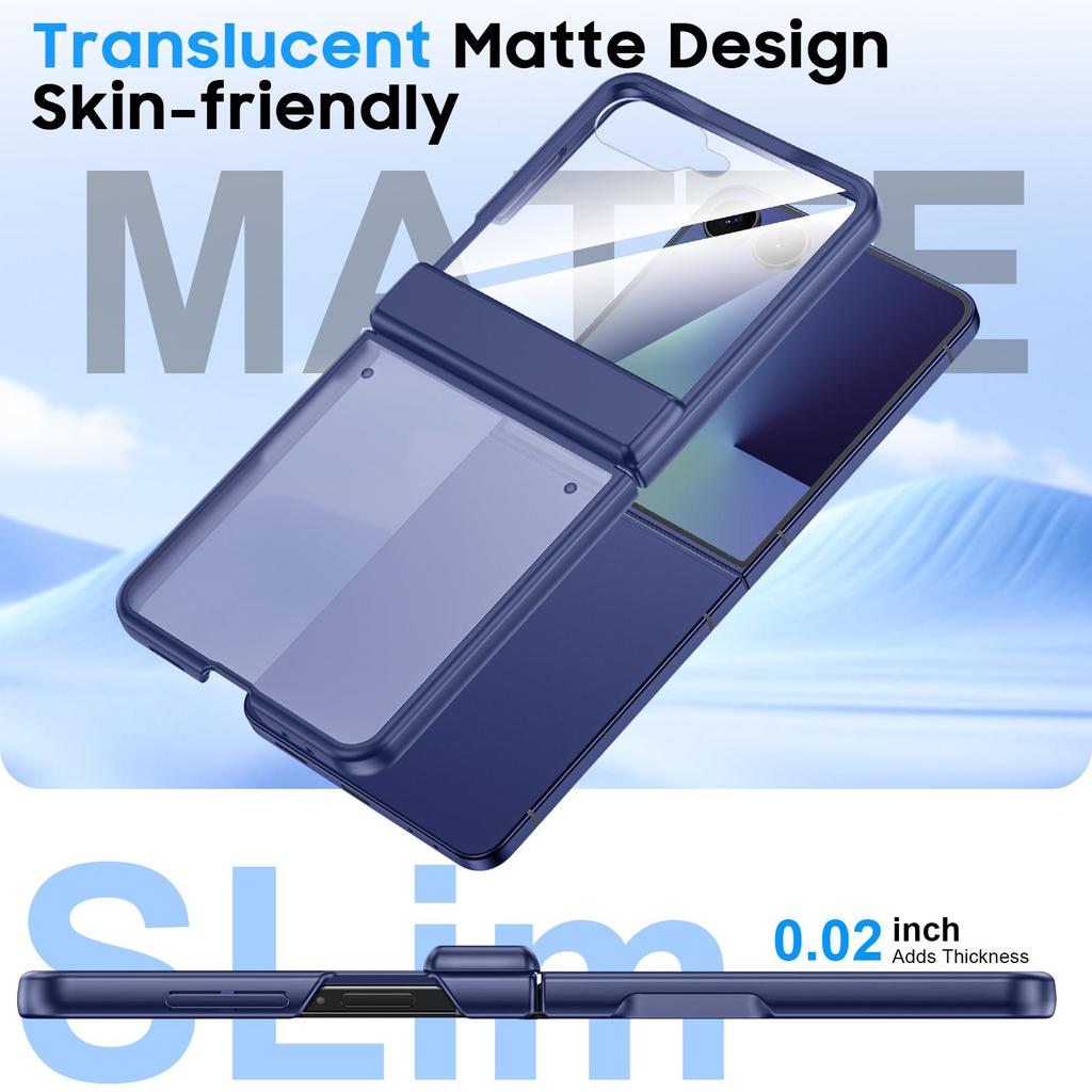 For Samsung Galaxy Z Flip 7 Case, Hinge Protection, Built-in Screen Protector, Wireless Charging, Shockproof, Slim Rugged Protective Phone Case-Blue