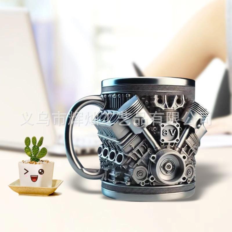 FOR  V8/V6 Engine Block Resin Mug High-End Mechanical Art Cup Car Lover Gift