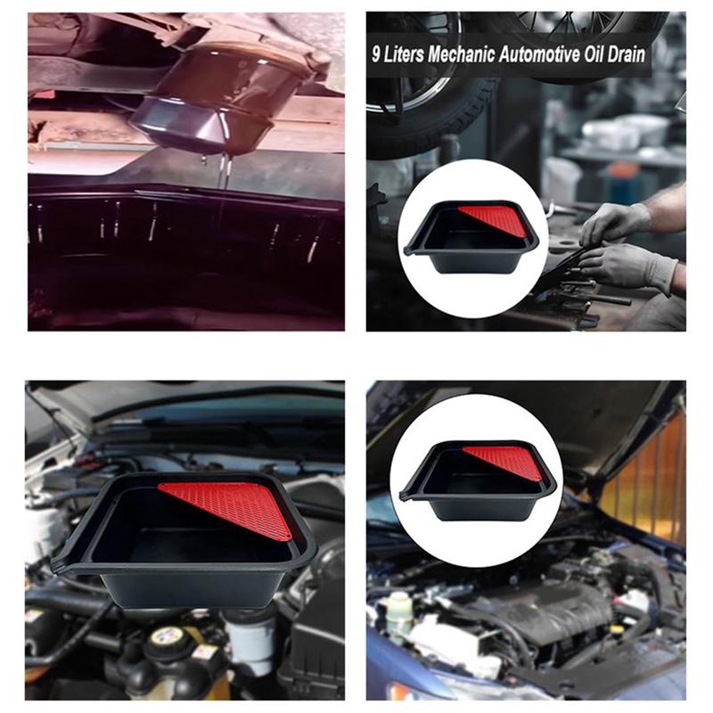 1 Set Car Oil Drain Pan 9L Oil Collection Tray Collecting Leaking Fluids During Repairs Easy Use for Automotive Workshop Garage