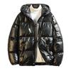 Men Plus Size Shiny Thickened Jacket Short Coat Hooded Warm Clothes