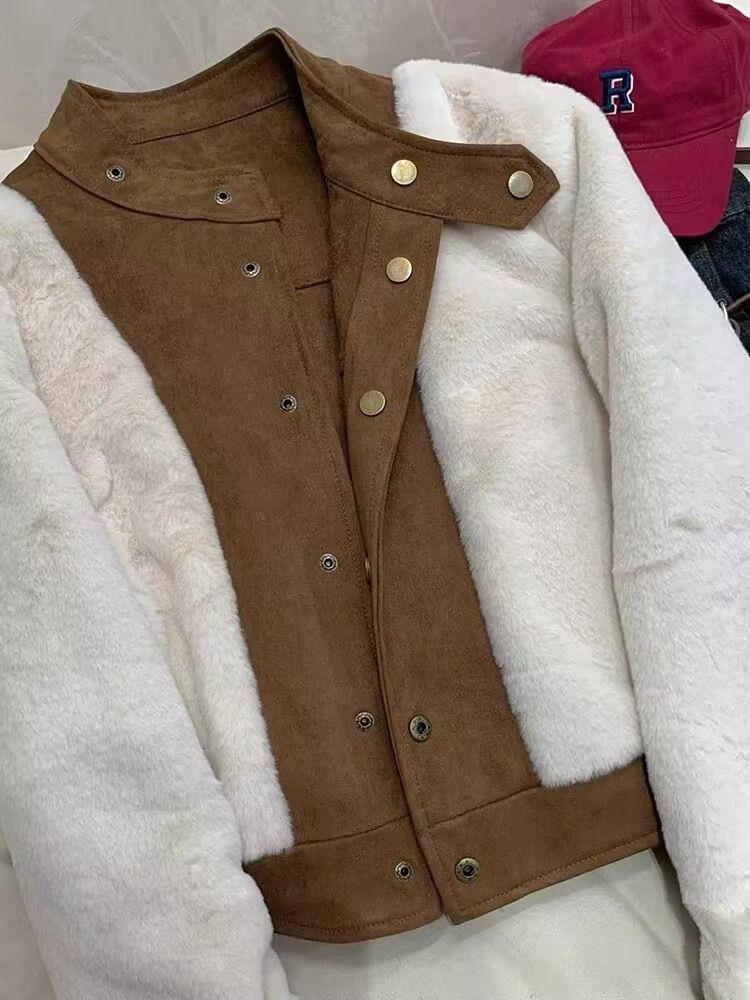 Women's Winter 2025 Korean Style Casual Velvet Thickened Short Jacket