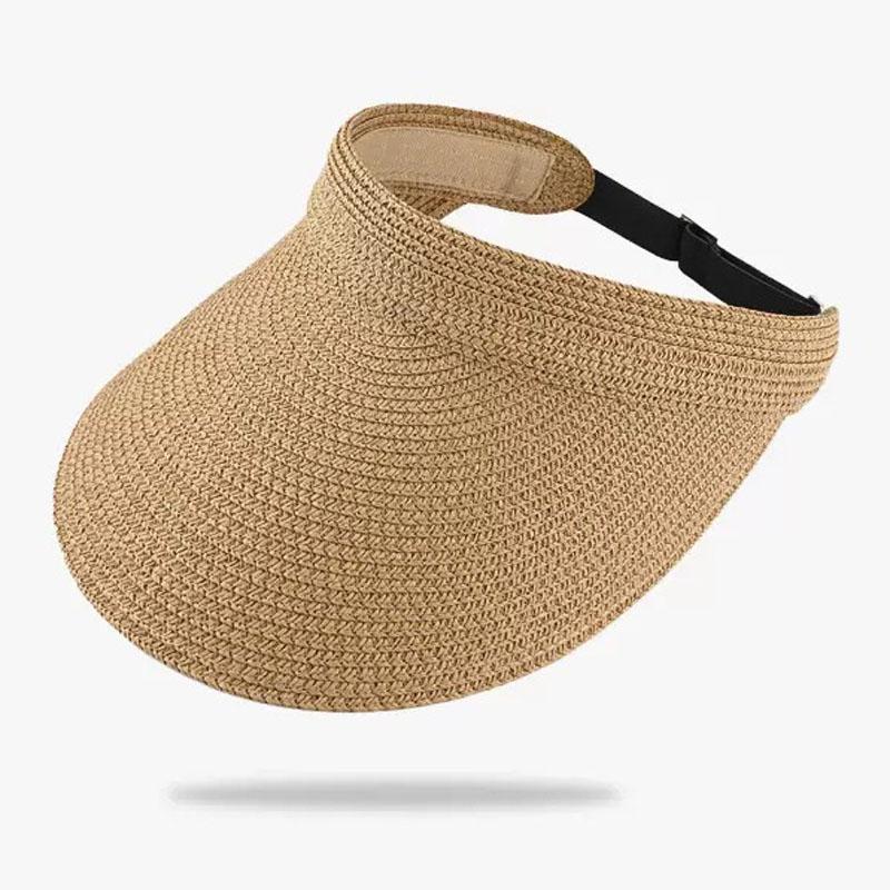 Women Summer Empty Top Hat Outdoor Hiking Foldable Sun Cap Wide Large Brim Beach Visors Straw Hats