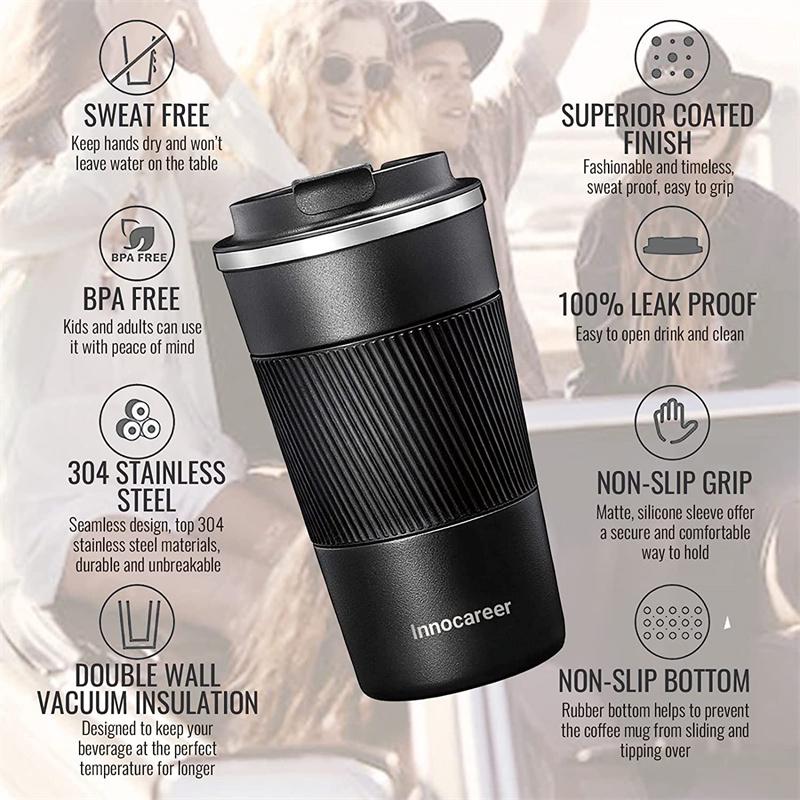 350ML Edelstahl Thermobecher Auslaufsicher Thermos Kaffee Vakuumbecher Reise Thermos Vakuumflasche Isolierter Becher Wasserflasche