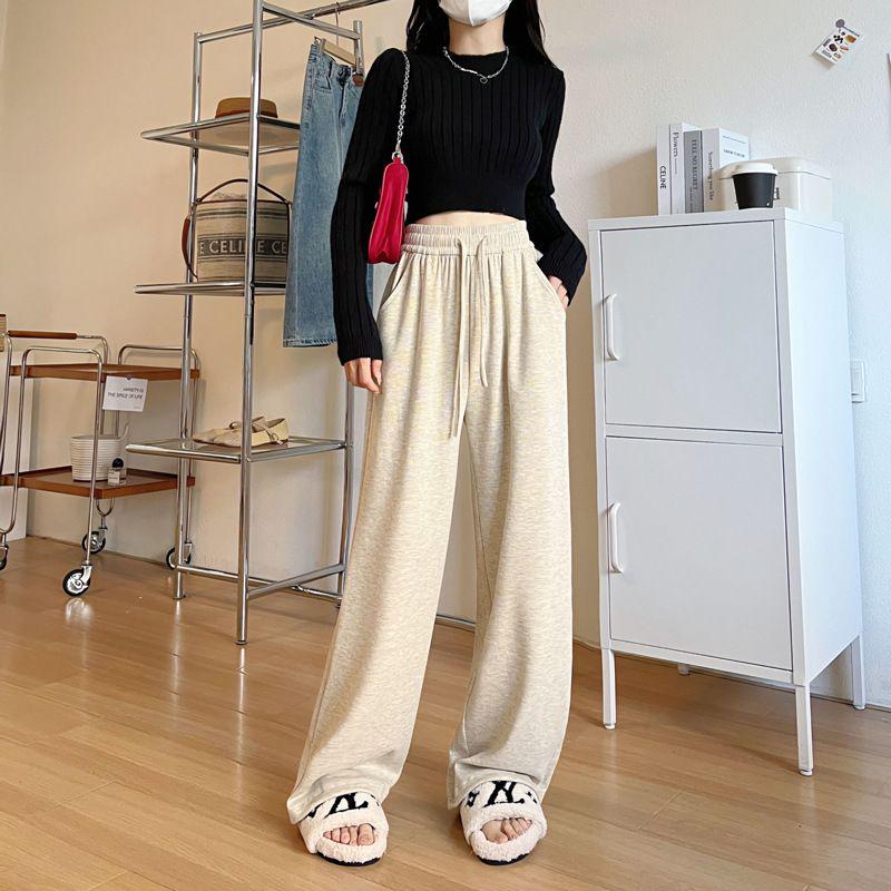 

Women s Elastic Wide-Leg Trousers - Spring/Autumn Casual Loose-Fit Pants 2XL 72.5-80kg