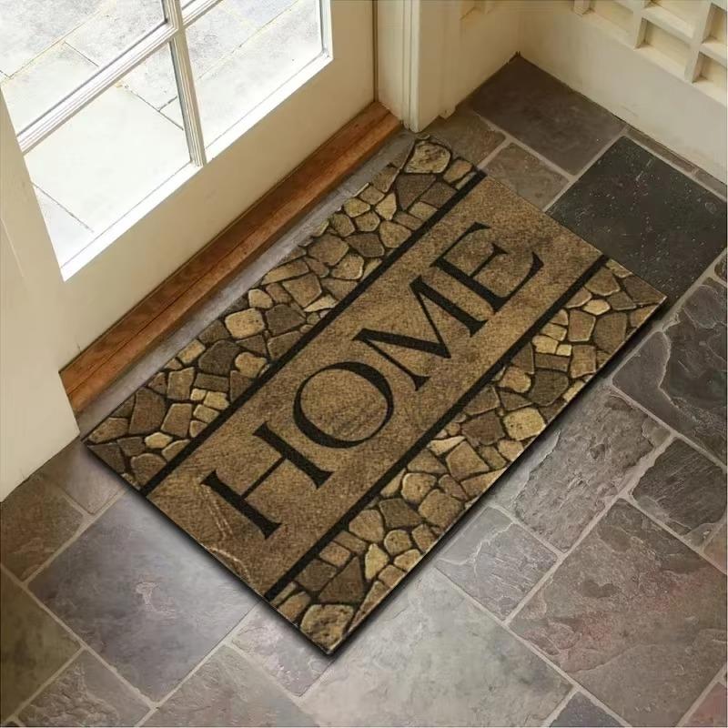 Welcome Design Door Mat Natural Style Non Slip Durable Entrance Rug Indoor Home Decor For Families Loving Welcome Accents